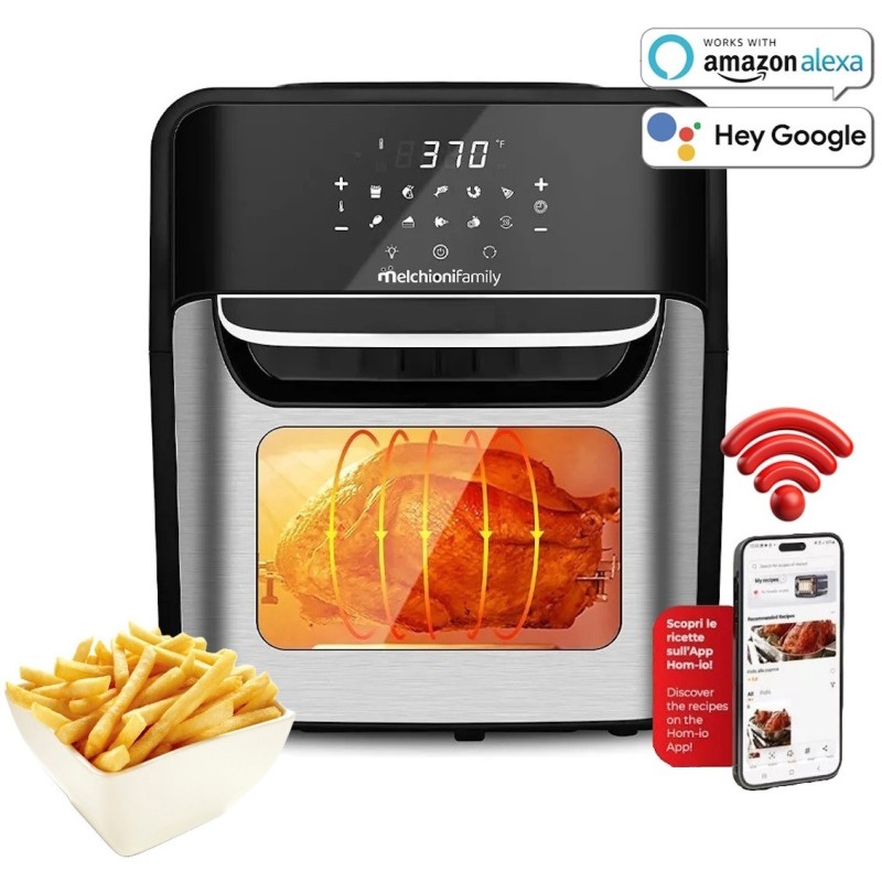 Melchioni Virginia Friggitrice Ad Aria Smart 12 Litri 1700W 9 in 1 Touch Alexa Google